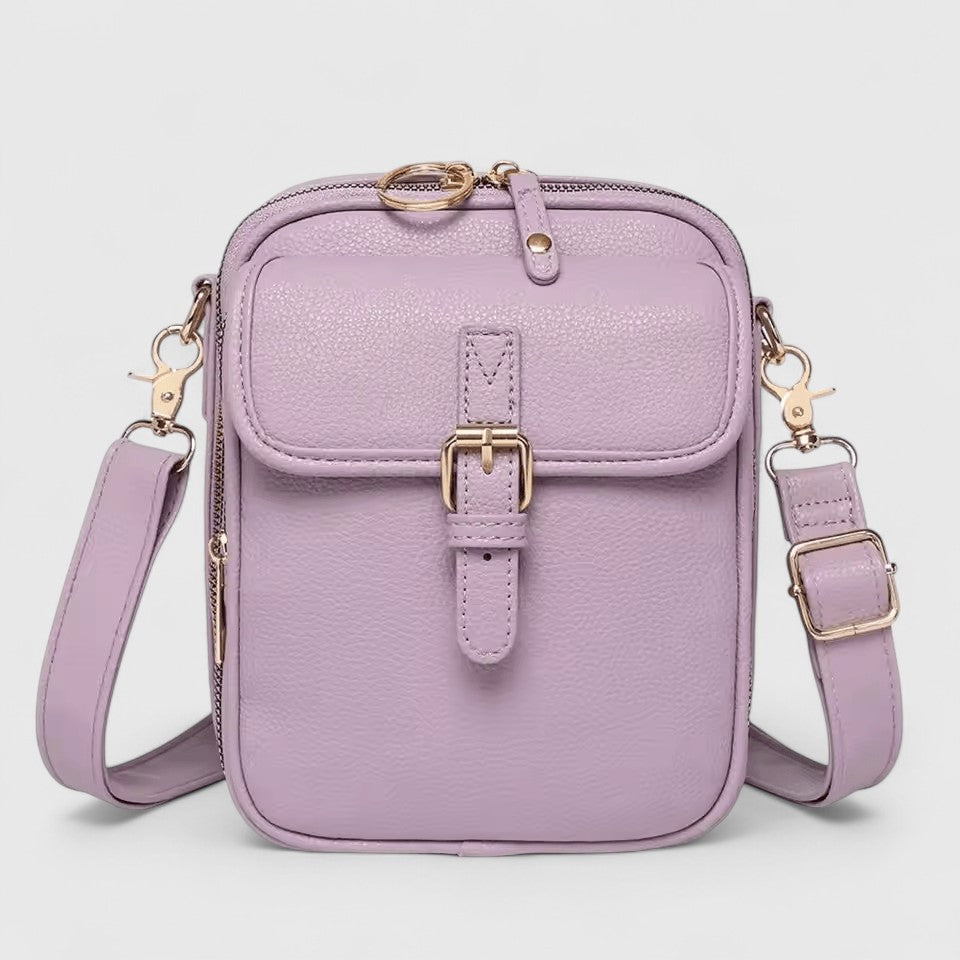 Damen Schultertasche mit Druckknopf und mehreren Fächern