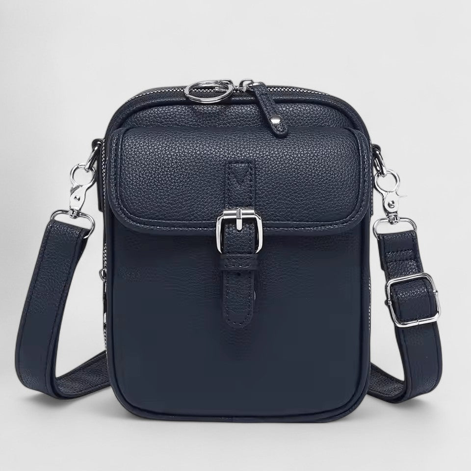 Damen Schultertasche mit Druckknopf und mehreren Fächern