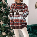 Damen Übergroßer Weihnachtspullover Gemütlich Weicher Stoff
