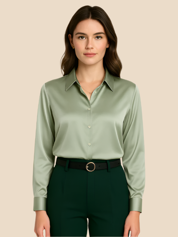 Damenbluse | Klassischer Hemdkragen & eleganter Fall
