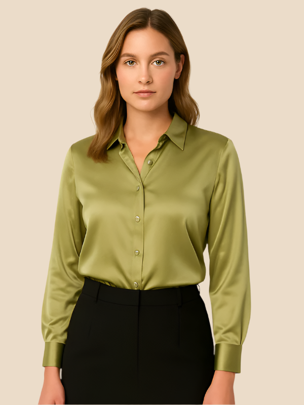 Damenbluse | Klassischer Hemdkragen & eleganter Fall