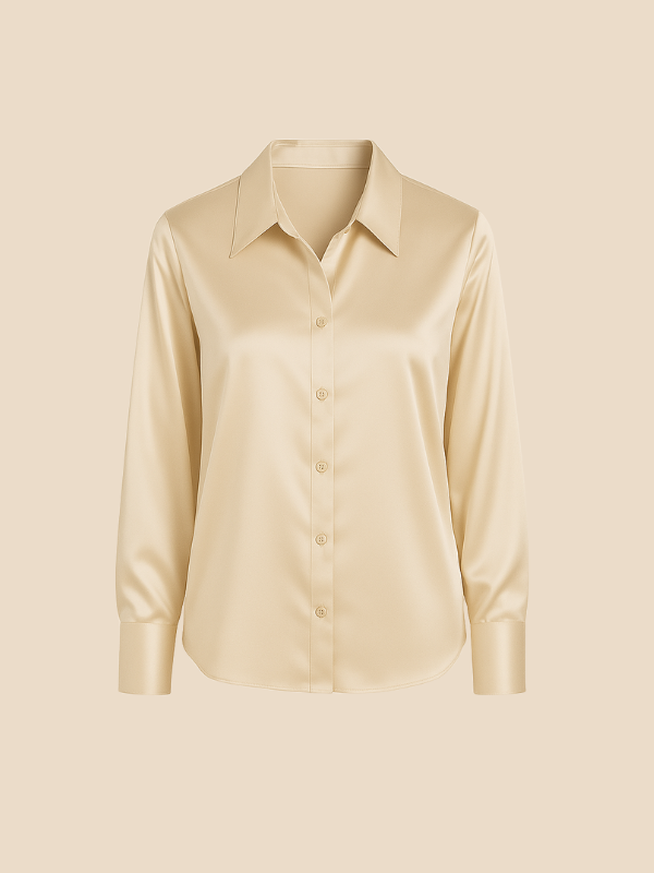 Damenbluse | Klassischer Hemdkragen & eleganter Fall
