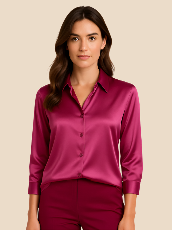 Damenbluse | Klassischer Hemdkragen & eleganter Fall