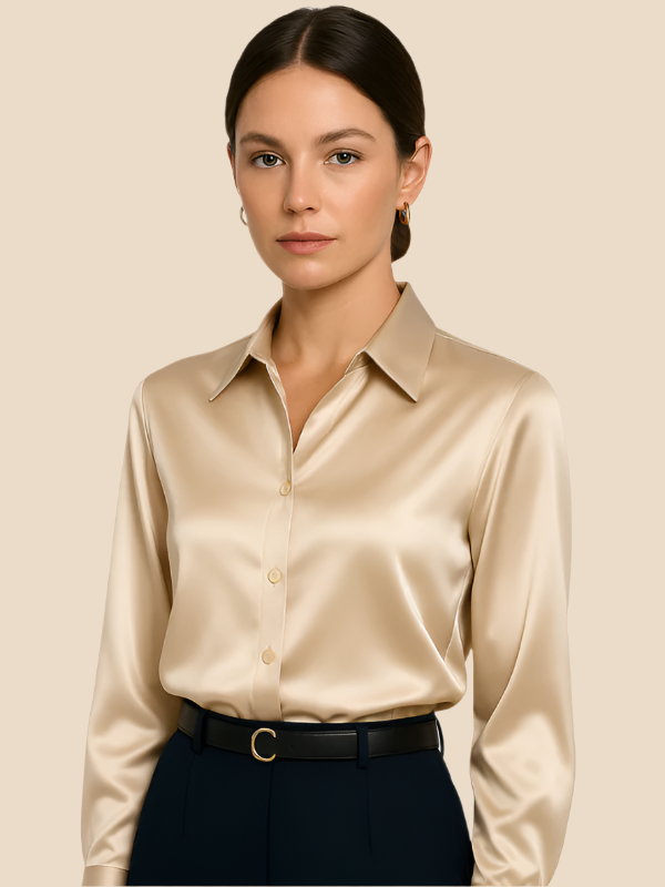 Damenbluse | Klassischer Hemdkragen & eleganter Fall