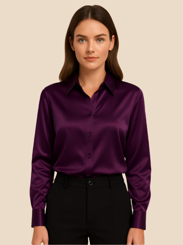 Damenbluse | Klassischer Hemdkragen & eleganter Fall
