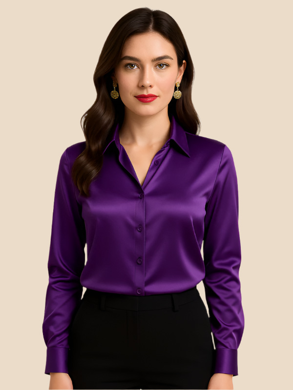 Damenbluse | Klassischer Hemdkragen & eleganter Fall