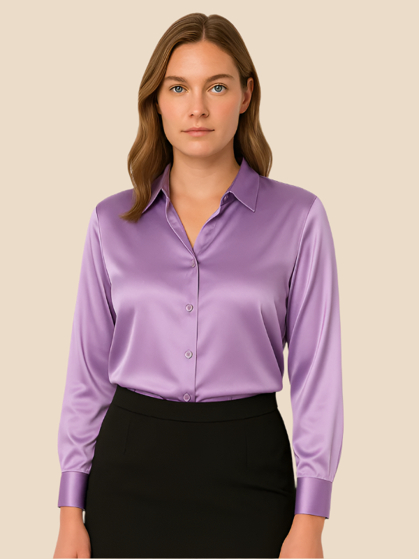 Damenbluse | Klassischer Hemdkragen & eleganter Fall