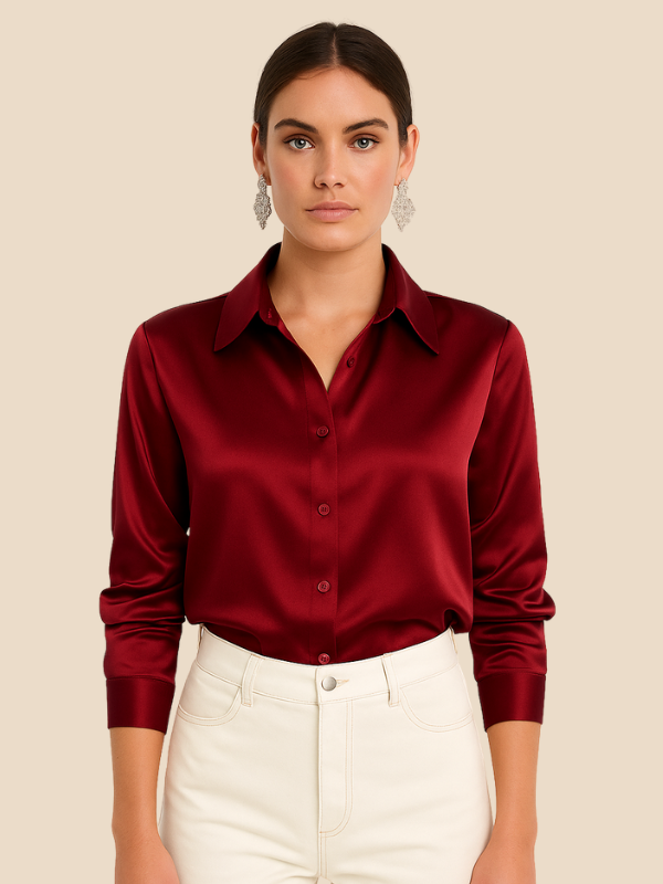 Damenbluse | Klassischer Hemdkragen & eleganter Fall