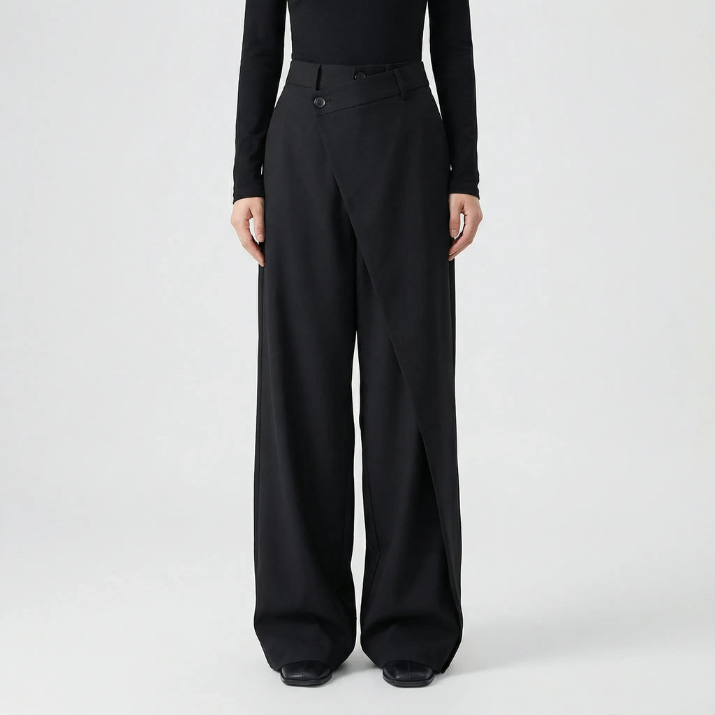 Damenhose | Wide-Leg Schnitt & Wickel-Optik für Elegante Linie