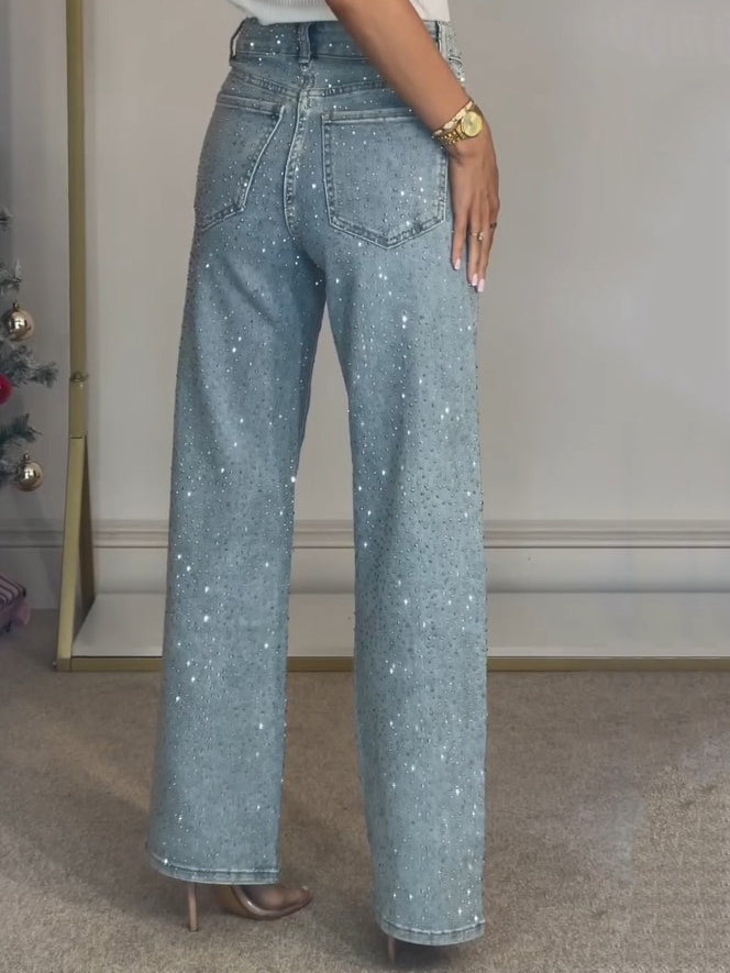 Damenjeans Denim | Glitzer-Details & figurstreckender Schlag
