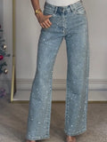 Damenjeans Denim | Glitzer-Details & figurstreckender Schlag
