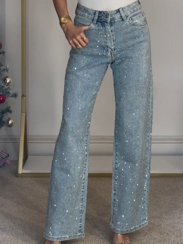 Damenjeans Denim | Glitzer-Details & figurstreckender Schlag