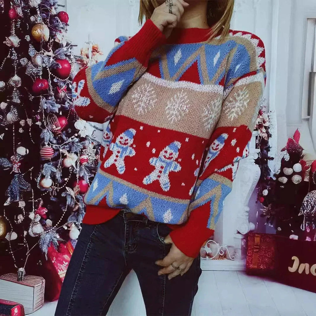 Damenpullover Festlich Gemütlich Acrylmischung für Weihnachtsfeiern