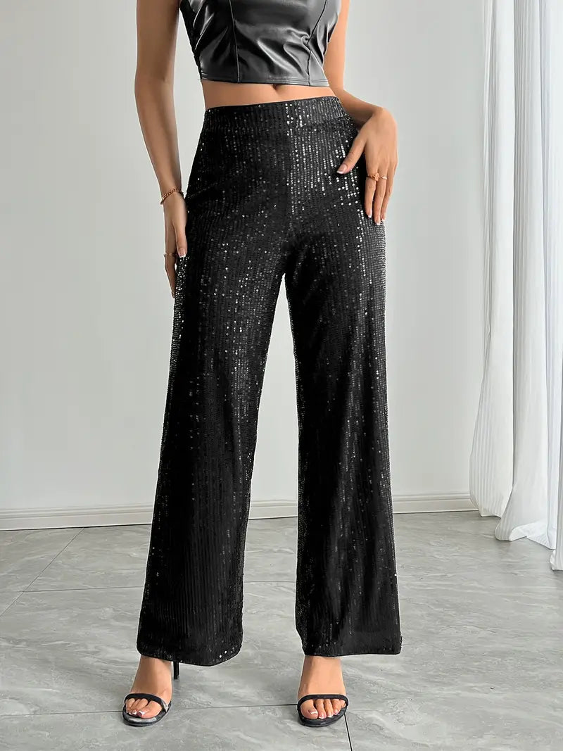 Damenweite Beinhose Festlich Pailletten Glamour