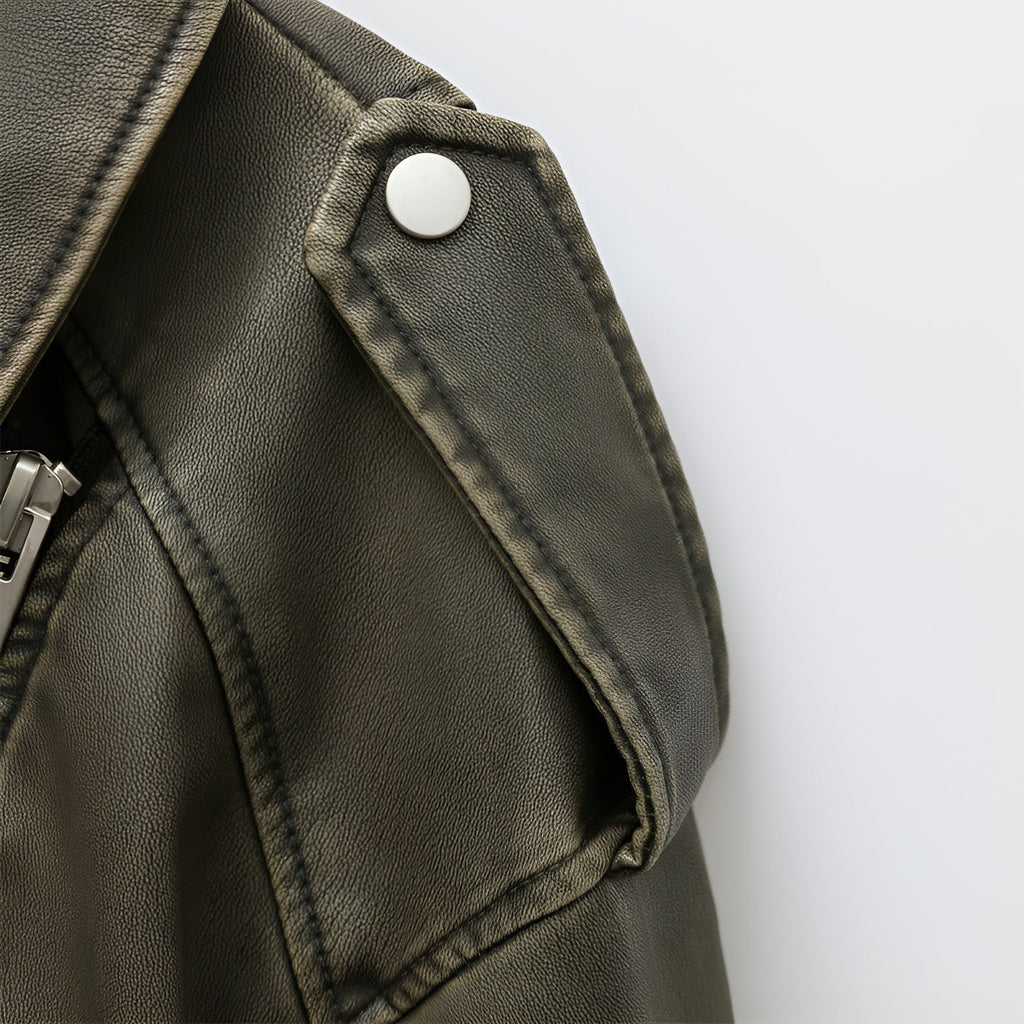 Daphne - Kurze Vintage Lederjacke