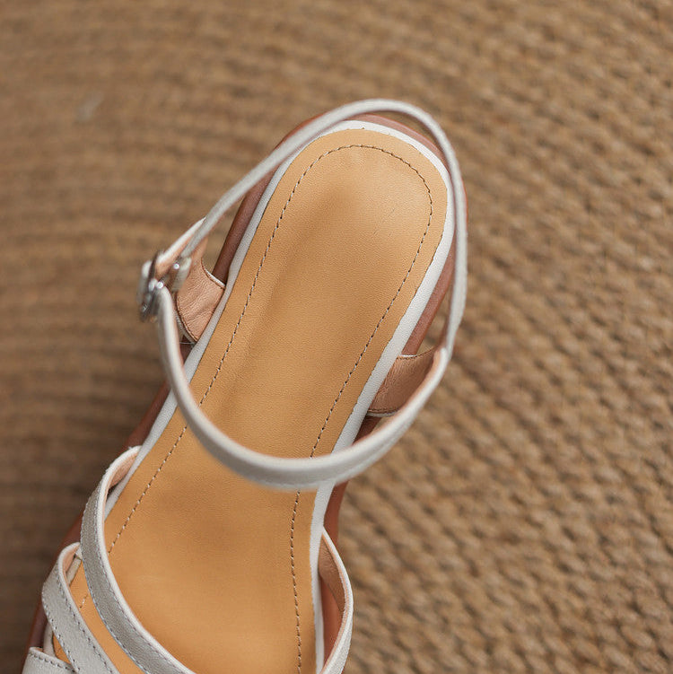 Damen Elegant Blockabsatz Riemchensandalen