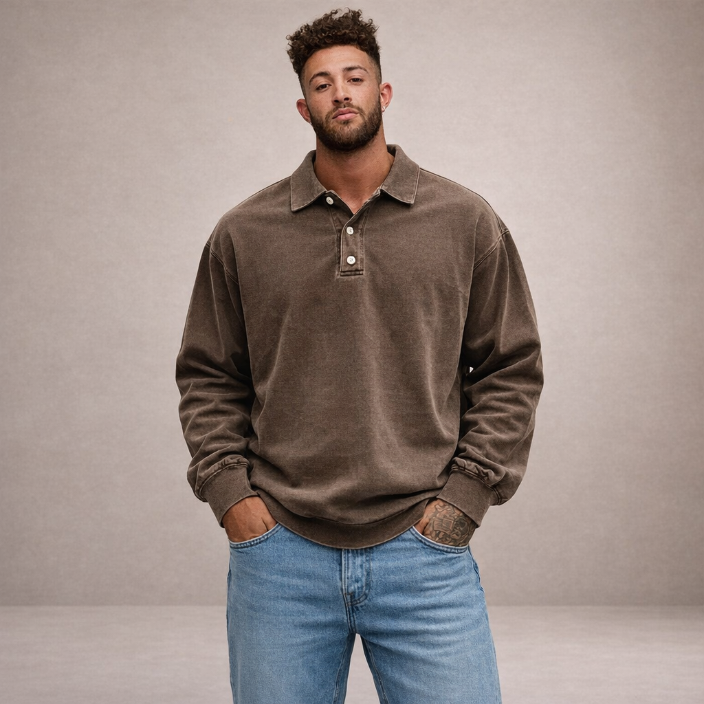 DIVENZIO – LÄSSIGES HERREN-POLOHEMD MIT LANGEN ÄRMELN