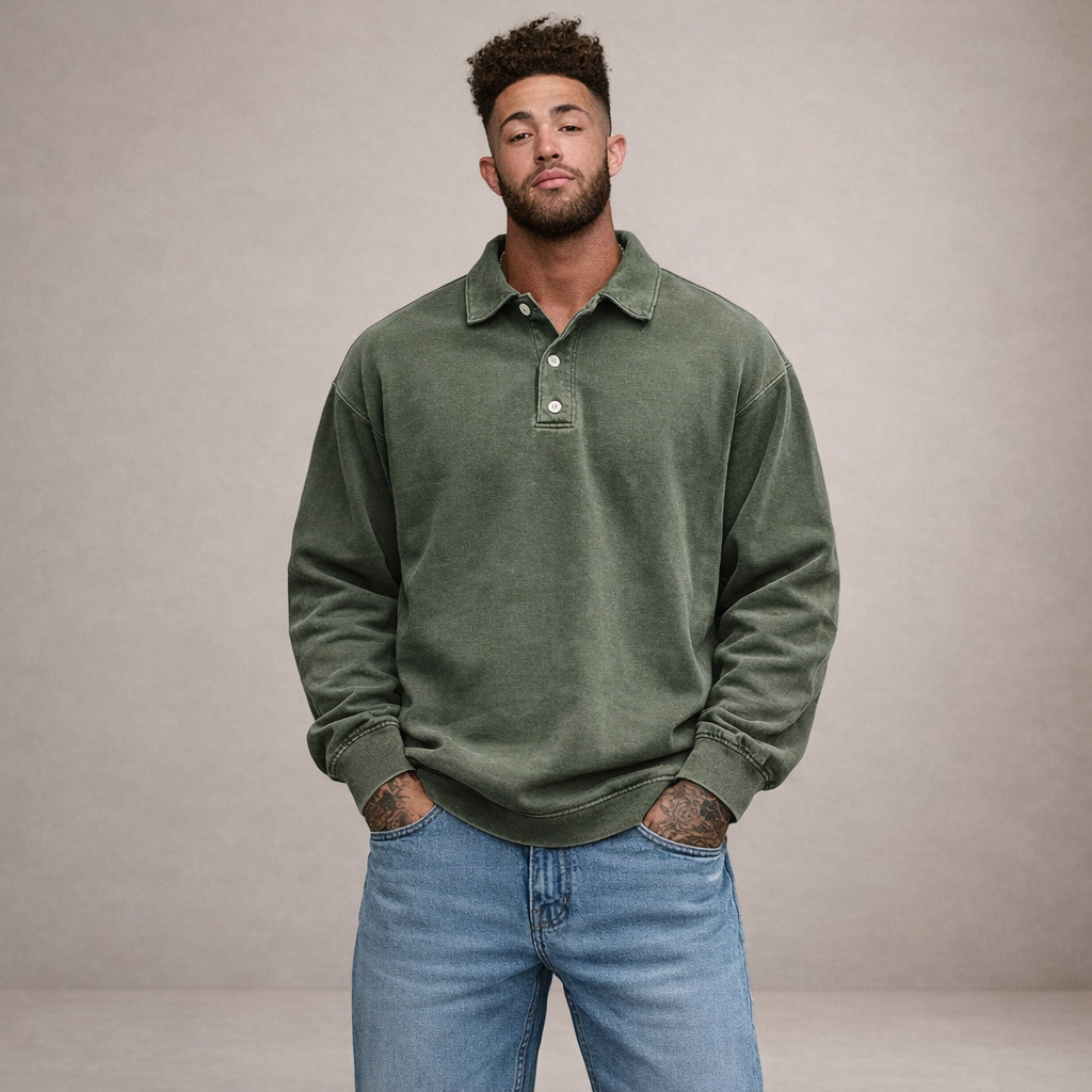 DIVENZIO – LÄSSIGES HERREN-POLOHEMD MIT LANGEN ÄRMELN