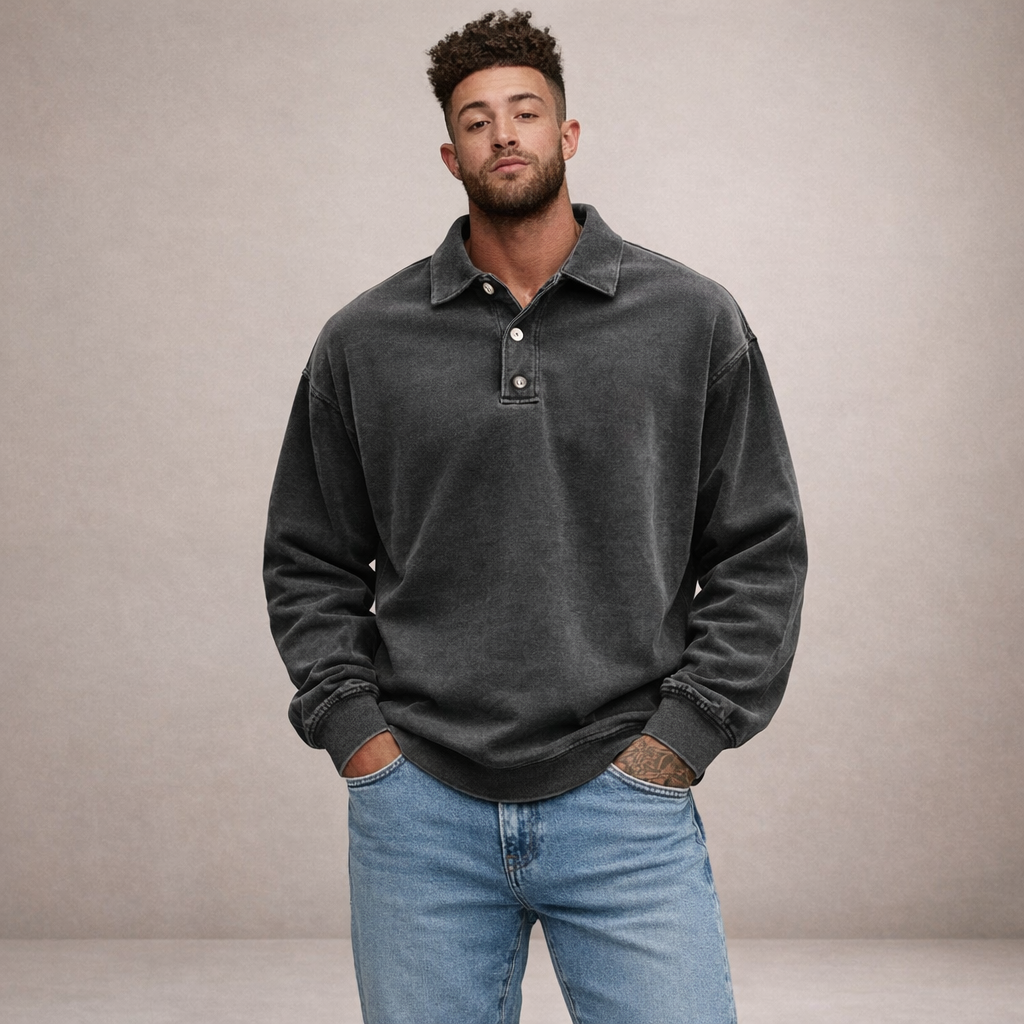 DIVENZIO – LÄSSIGES HERREN-POLOHEMD MIT LANGEN ÄRMELN