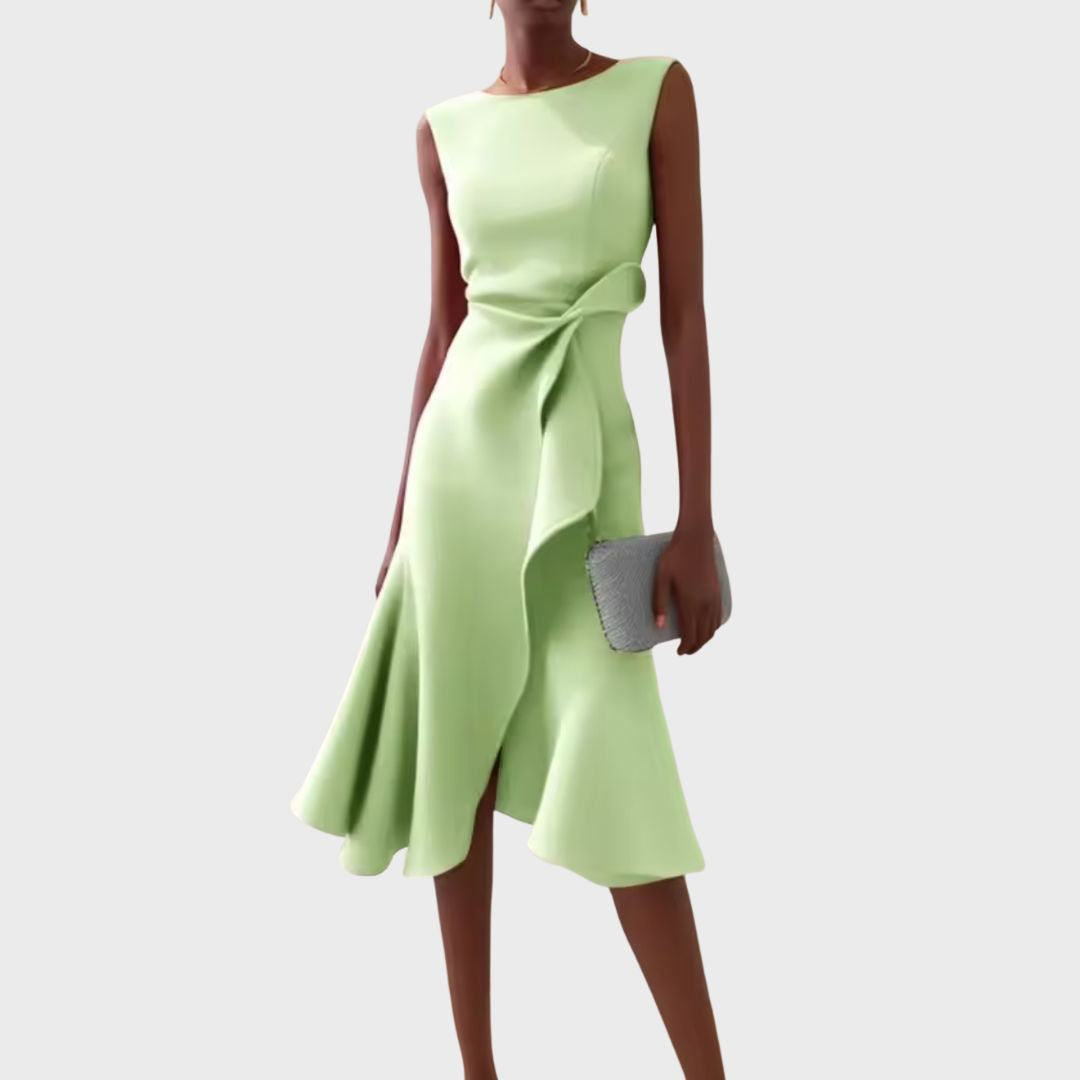 Drapiertes asymmetrisches Midikleid für Damen – Elegantes Sommerkleid