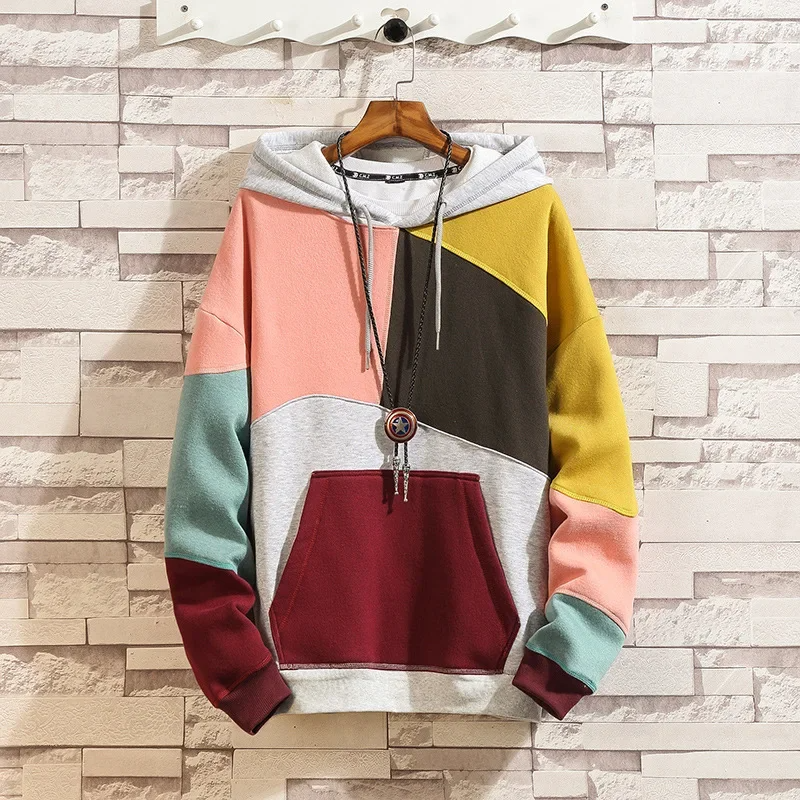 Kapuzenpullover Herren | Patchwork-Design & Kängurutasche