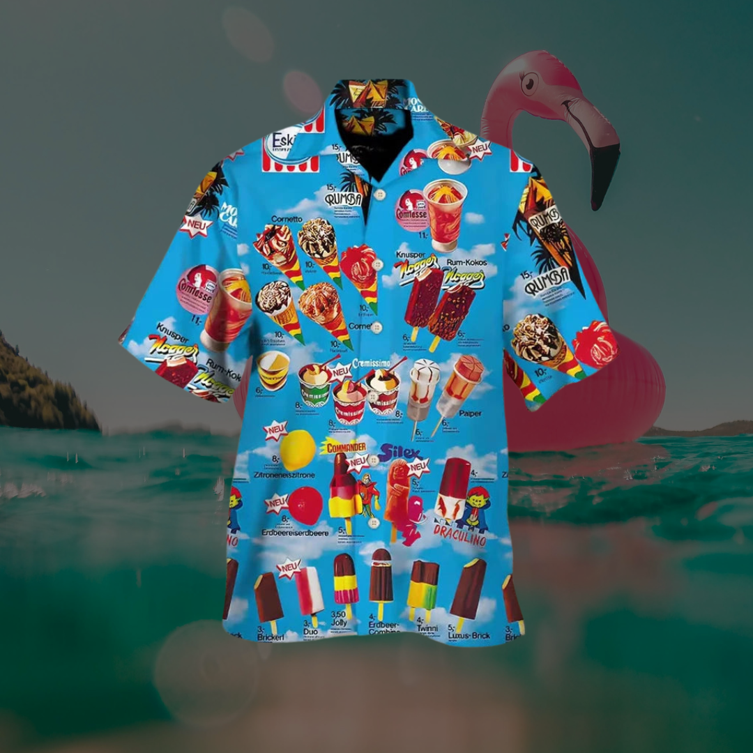Eiscreme Shirt Herren | Auffälliger Eis-Print & Luftiger Tragekomfort