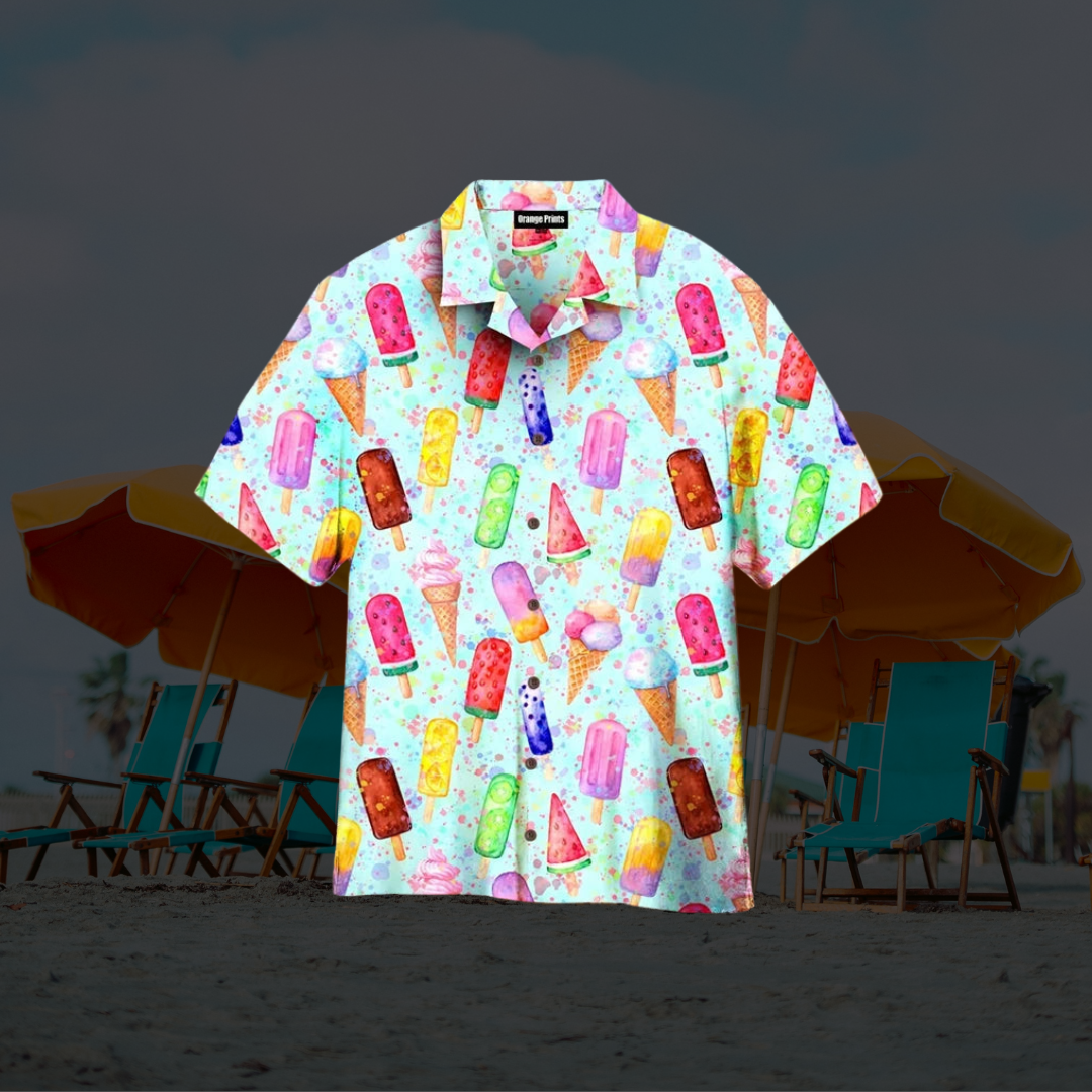 Eiscreme Shirt Herren | Auffälliger Eis-Print & Luftiger Tragekomfort
