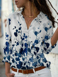 Celine | Damen Bluse Langarm Aquarell Blumenprint Hemdbluse