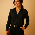 Damen Elegantes V-Ausschnitt Langarm Bluse