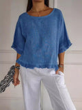 Bluse Damen | Casual Elegant mit Rüschensaum & Rundhals