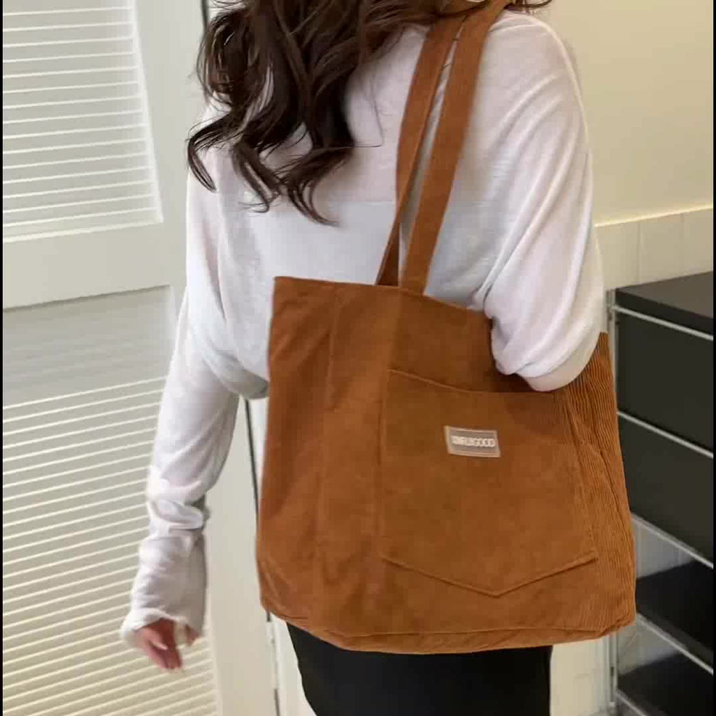 Elegante Damen-Cordhandtasche aus vielseitigem veganem Leder