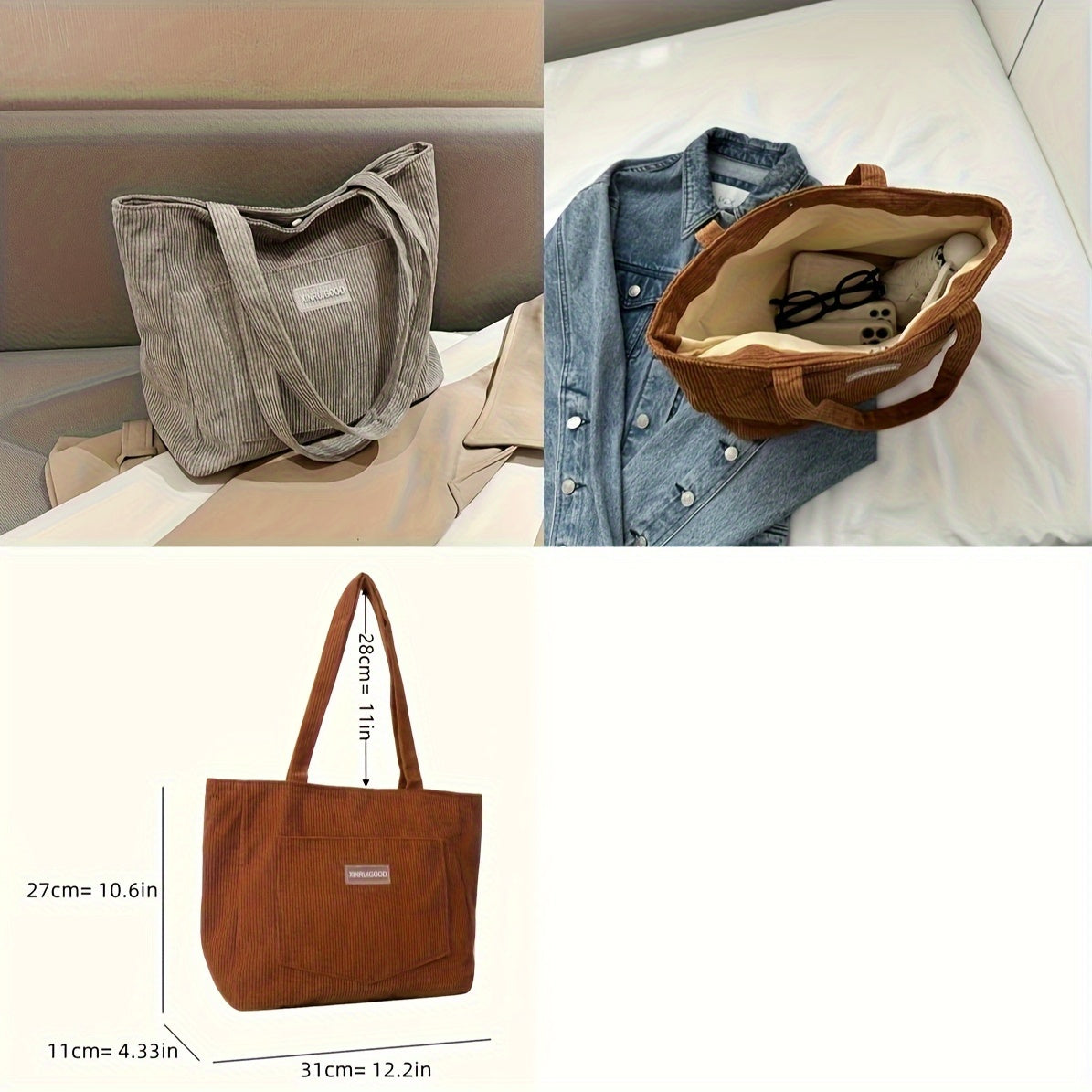 Elegante Damen-Cordhandtasche aus vielseitigem veganem Leder