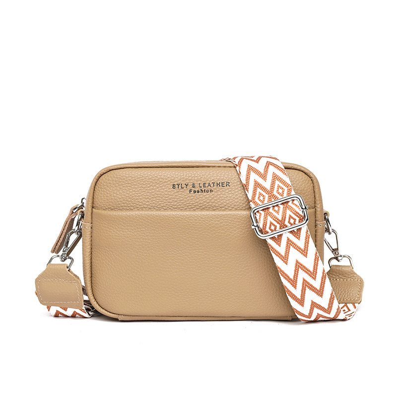 Elegante Damen-Handtasche aus echtem Leder, strapazierfähiges Polyester-Baumwoll-Mischgewebe