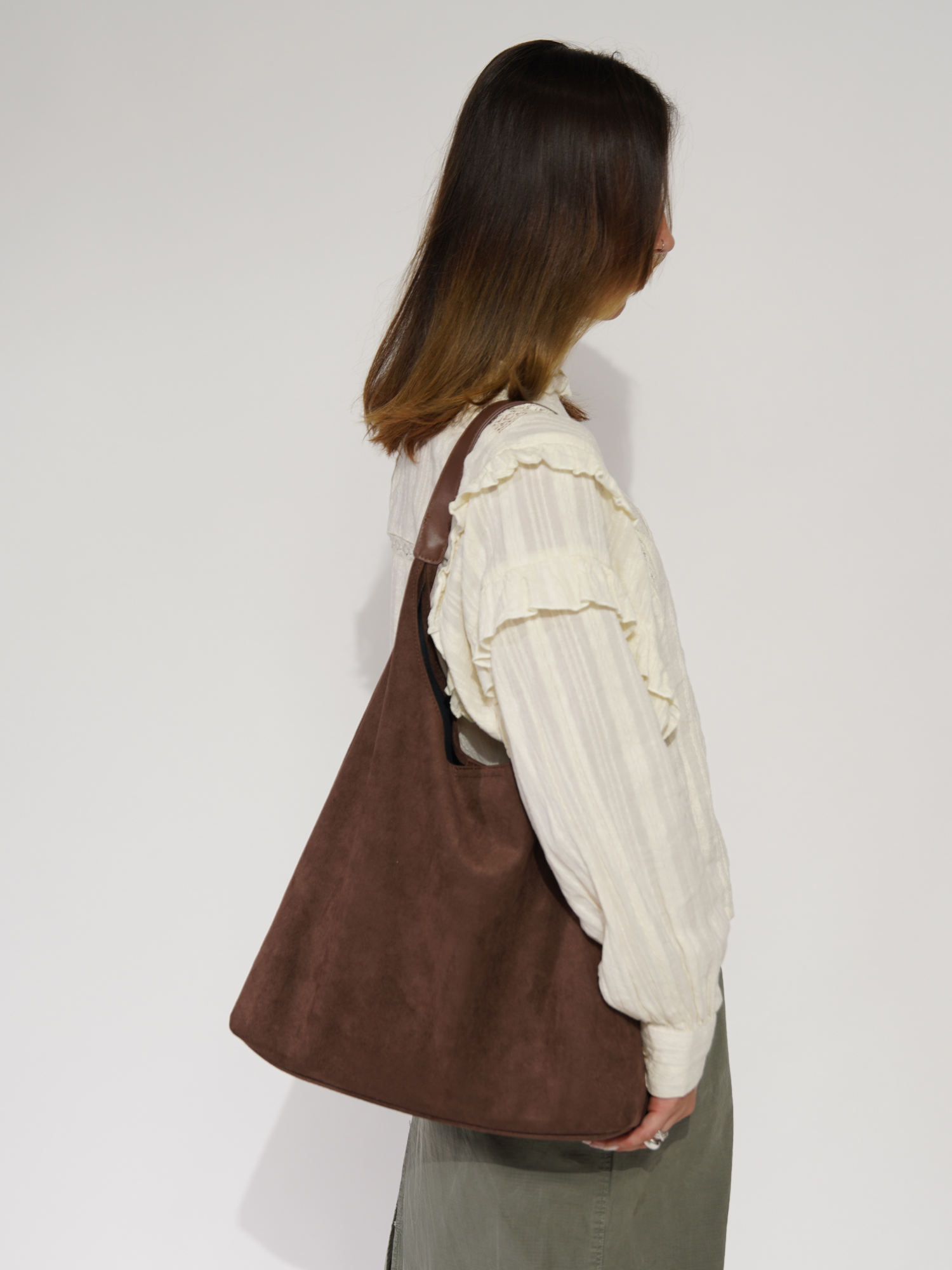 Elegante Damen-Ledertasche, vielseitiges Wildleder