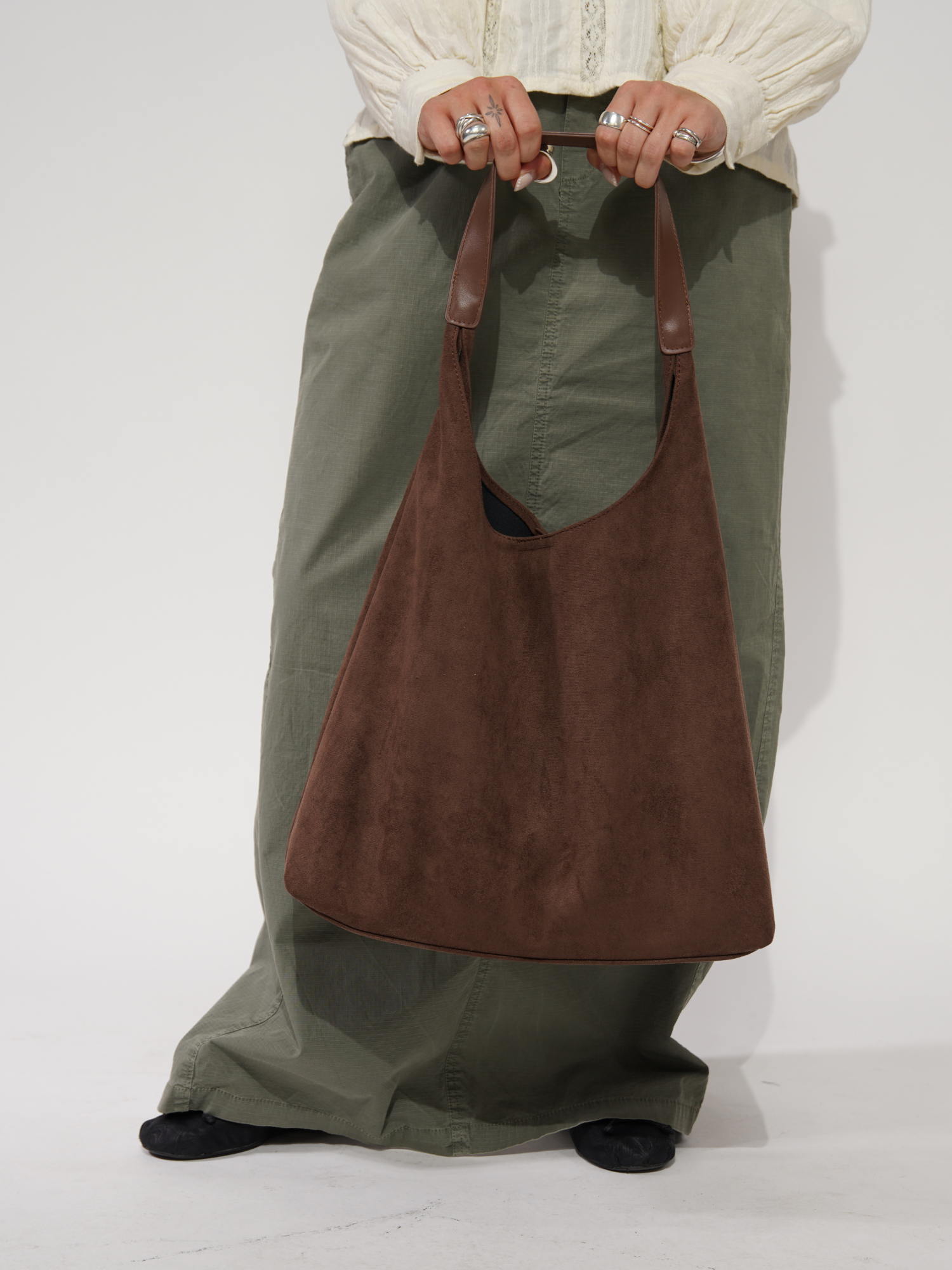 Elegante Damen-Ledertasche, vielseitiges Wildleder