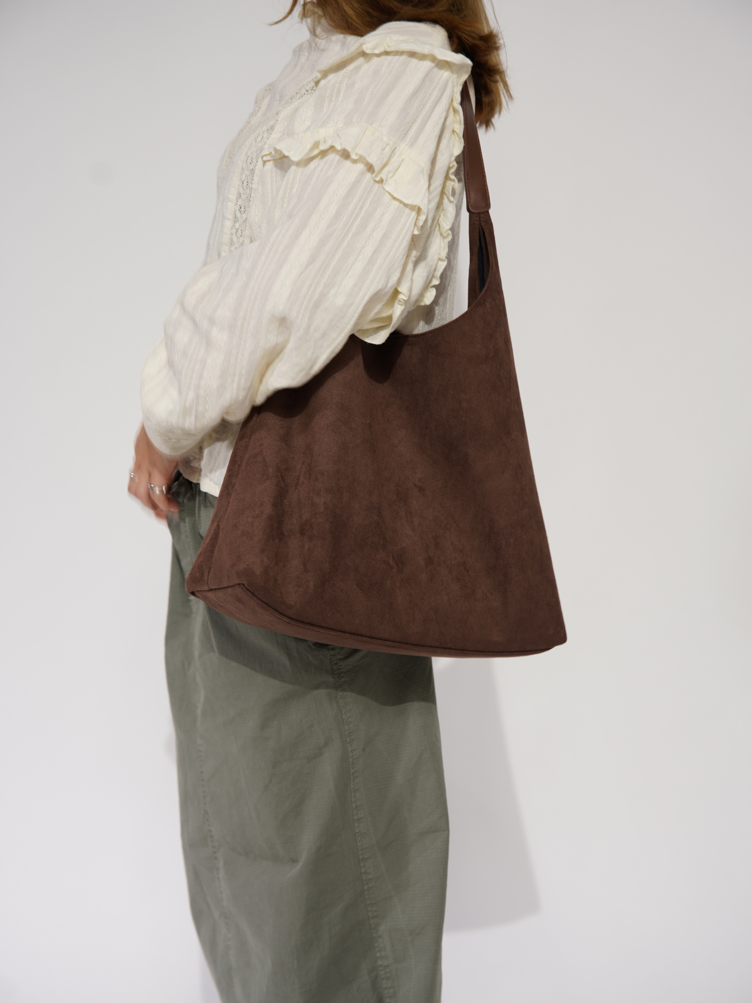 Elegante Damen-Ledertasche, vielseitiges Wildleder