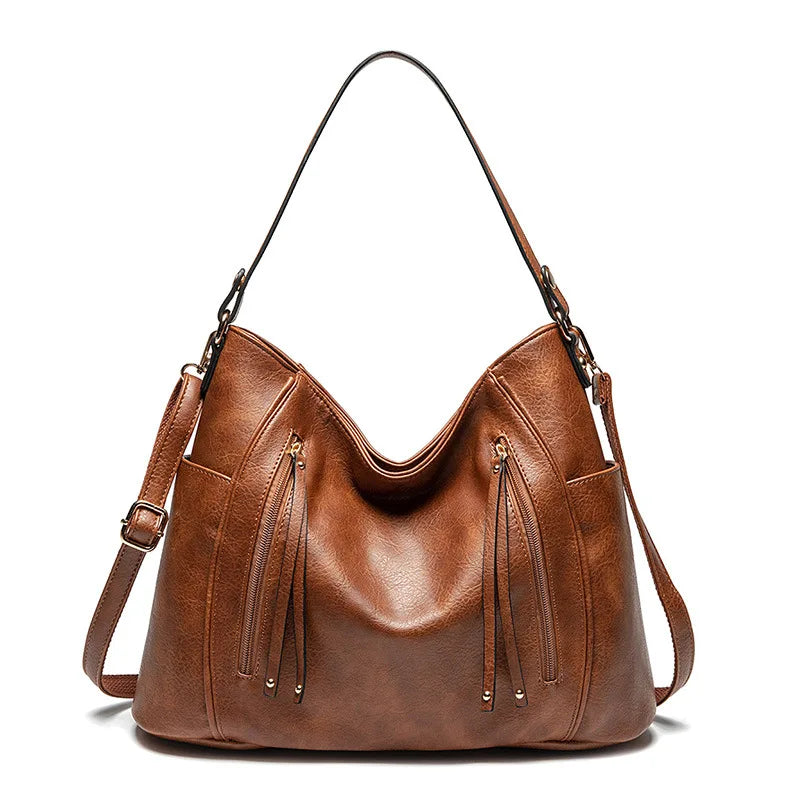 Elegante Damen-Schultertasche, geräumig, aus PU