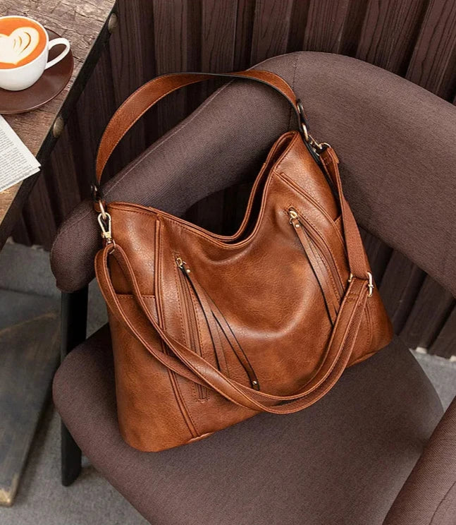 Elegante Damen-Schultertasche, geräumig, aus PU