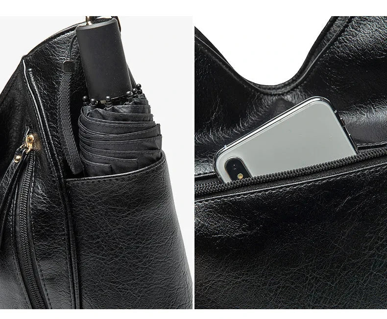 Elegante Damen-Schultertasche, geräumig, aus PU