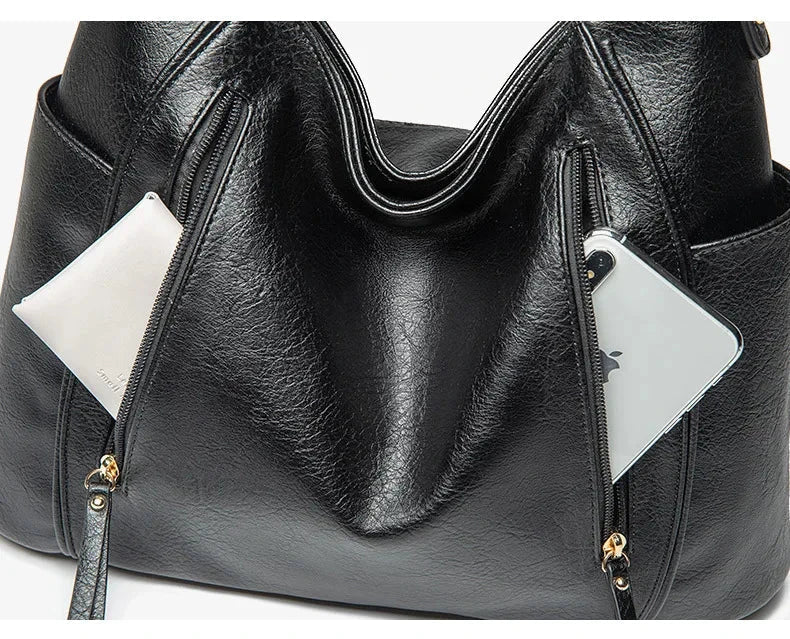 Elegante Damen-Schultertasche, geräumig, aus PU