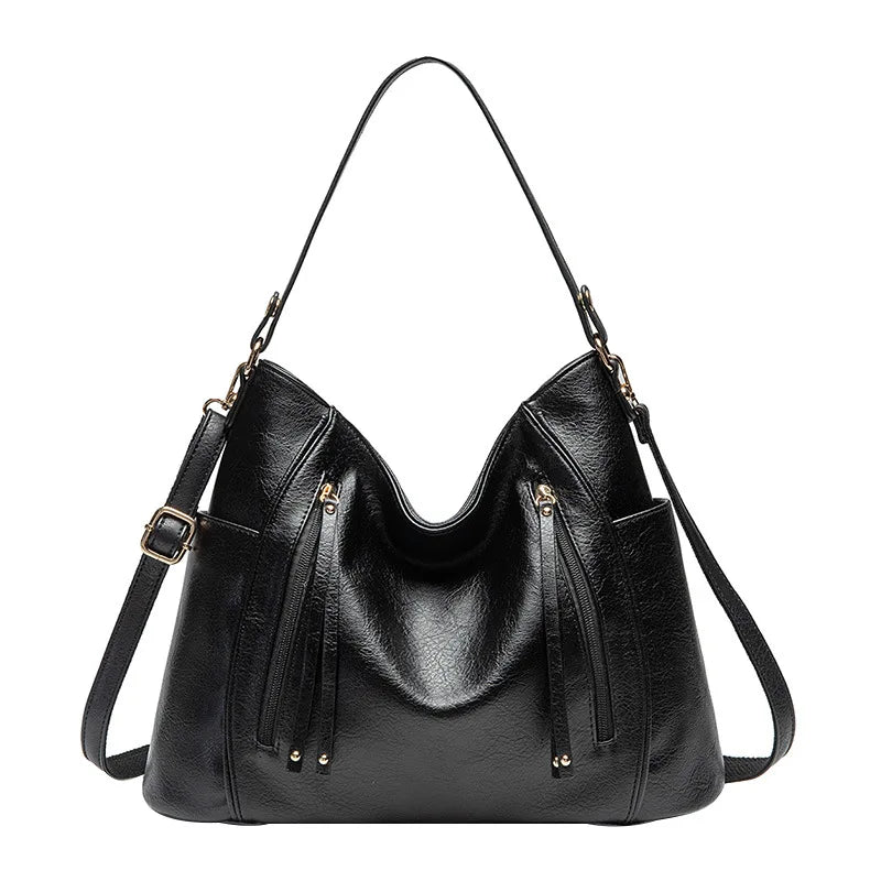 Elegante Damen-Schultertasche, geräumig, aus PU