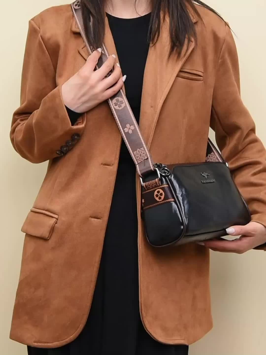 Elegante Damen-Umhängetasche aus funktionalem veganem Leder