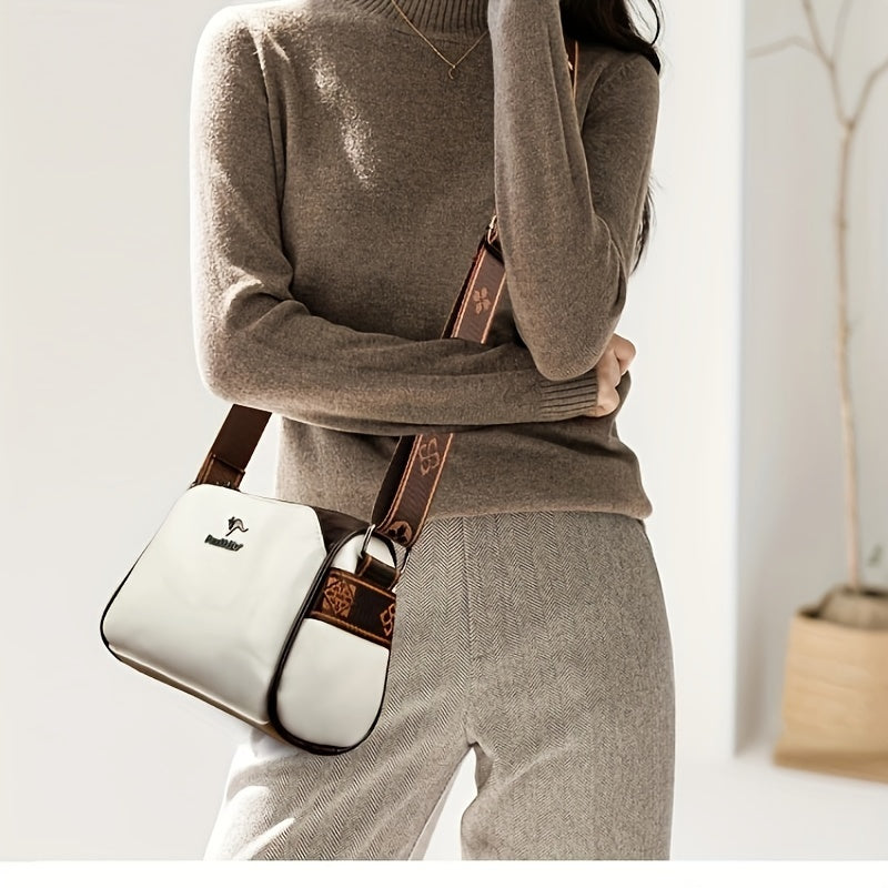Elegante Damen-Umhängetasche aus funktionalem veganem Leder