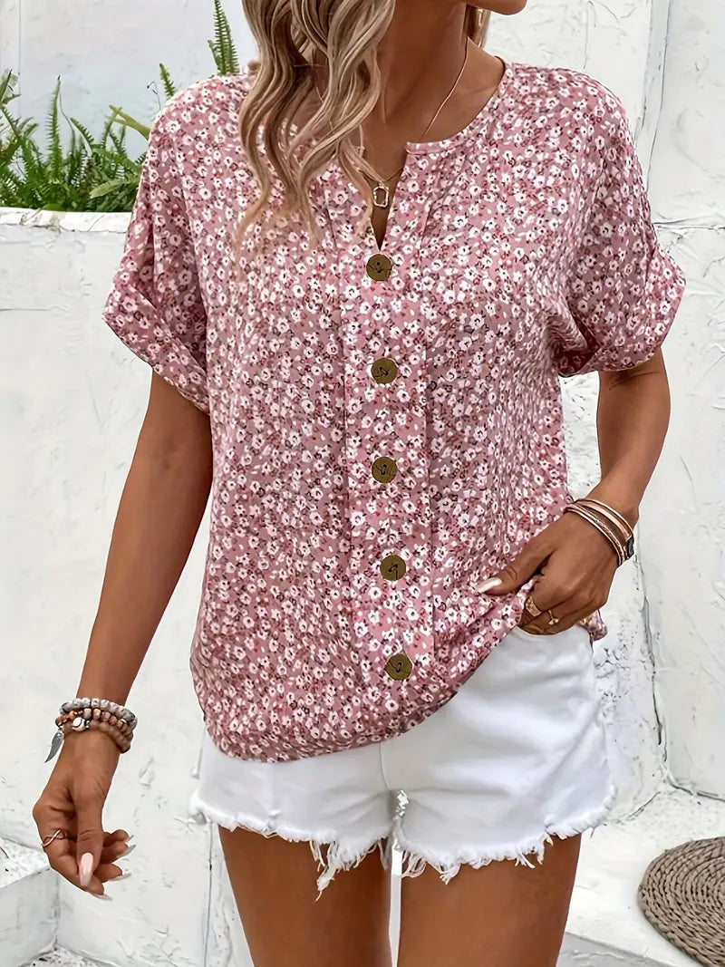 Elegante Damenbluse Mit Blumendruck – Leicht, Luftig Und Vielseitig Für Sommerliche Anlässe