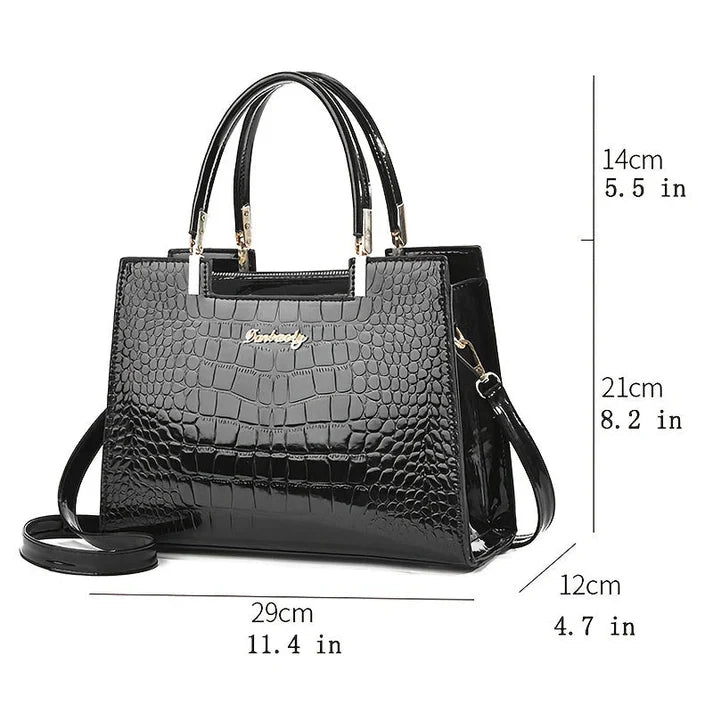 Elegante Damenhandtasche aus echtem Leder mit stilvollem Hochglanzfinish