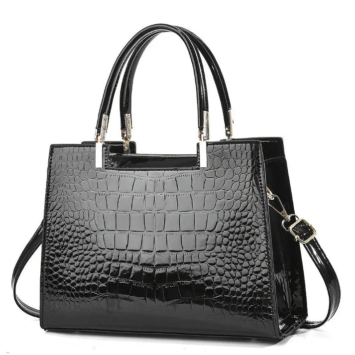 Elegante Damenhandtasche aus echtem Leder mit stilvollem Hochglanzfinish