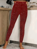 Elegante Hose Damen Pailletten Glamour Schmaler Schnitt Polyester
