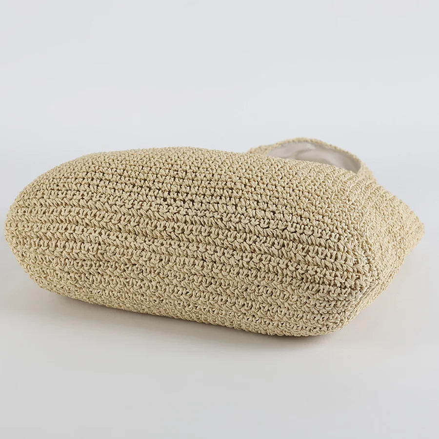 Elegante Strandtasche aus Stroh für Damen, großes Fassungsvermögen, Korbgeflecht
