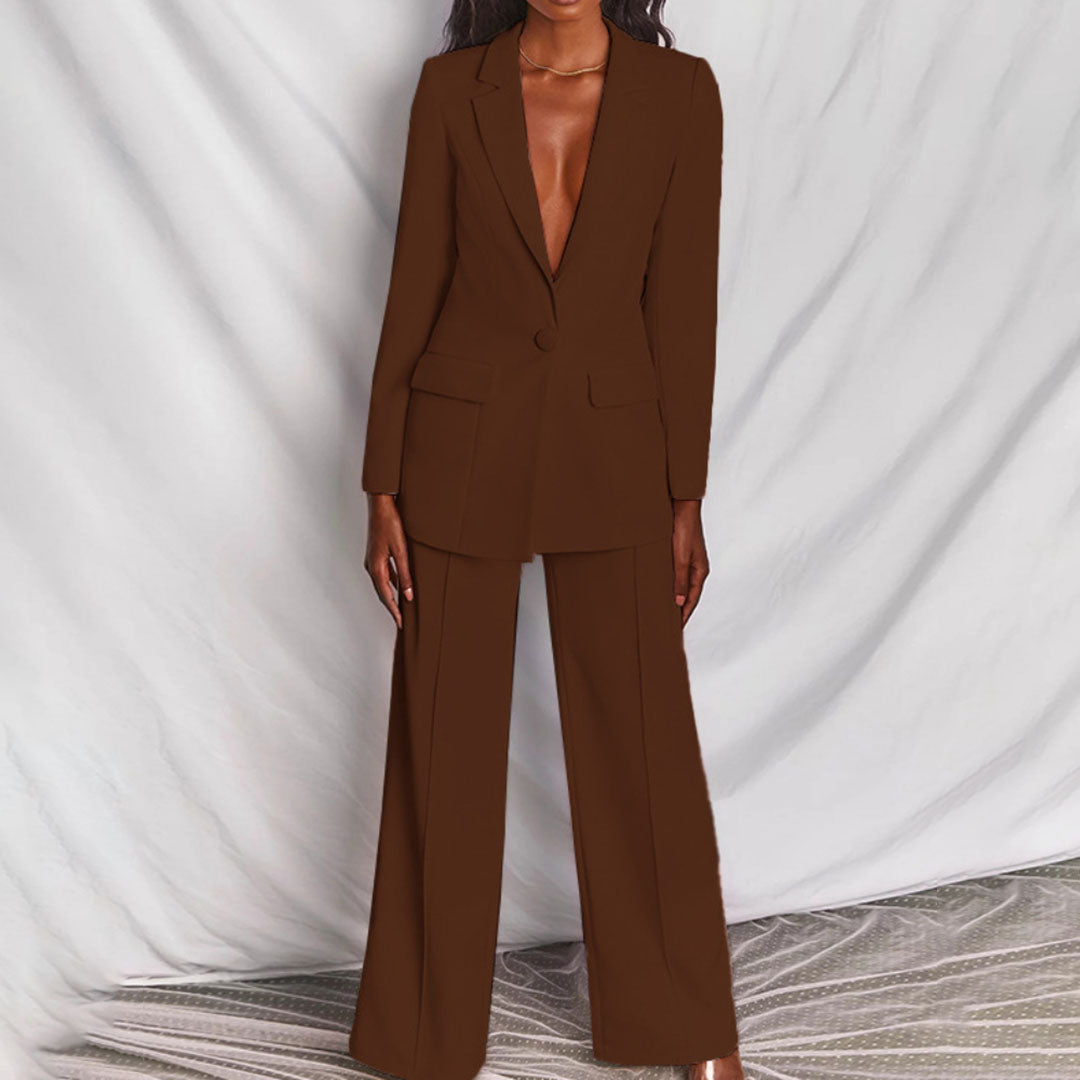 Eleganter Damen Blazer und Hosenanzug für Herbstanlässe