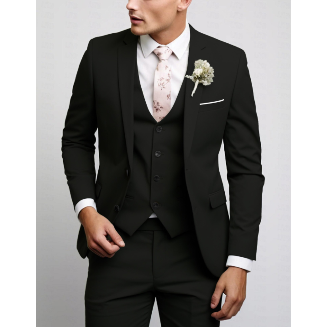 Eleganter Dreiteiliger Anzug Herren Mit Weste Für Formelle Anlässe - Stilvolle Herrenanzüge Für Hochzeiten Und Meetings
